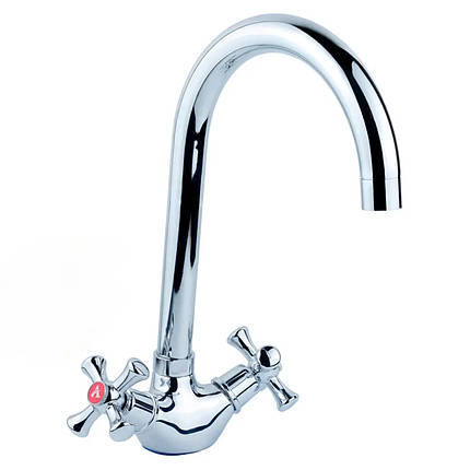 Змішувач PL 1/2" для кухні гусак високий вухо на гайці AQUATICA (PL-4B455C), фото 1