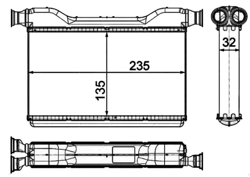Радіатор опалювача BMW 5 F10/F11 10-16 NRF АКПП/МКПП; 135X244X32; (1.8 D/2.0 D/2.0/2.3/2.5 D/2.8/3.0 D), фото 1