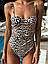 Жіночий суцільний купальник із пушап суцільною з утяжкою леопардовий з тонкими бретелями, розмір S, M, L, фото 4