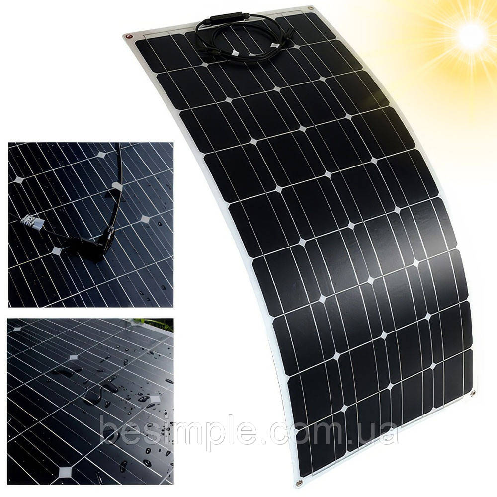 Монокристалічна гнучка сонячна панель 59,5x92,5x0,26см, 100W / Портативна сонячна панель, фото 1