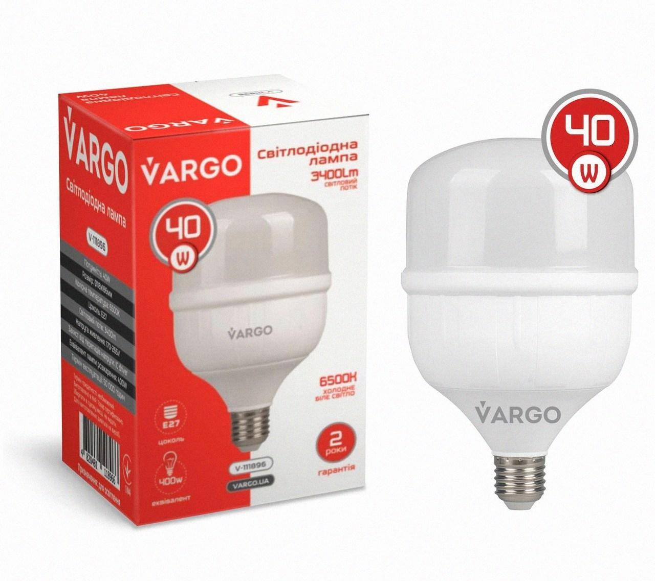 Універсальний варіант Варго LED лампа VARGO 40W E27 6500K 118*186мм 220V (V-111896)