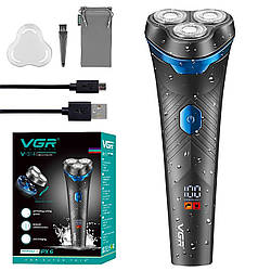 Акумуляторна електробритва для вологого та сухого гоління VGR V-314 / Бездротова бритва водонепроникна
