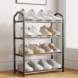 Підлогова полиця для взуття 4 яруси, 54х41х19см, YH8814-5, Чорна / Стелаж для взуття / Підставка для взуття