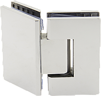 Петля для скляних дверей ( скло-скло ) 135 градусів ( КП 103 ) Чорна Полірована нержавіюча сталь ( Хром )