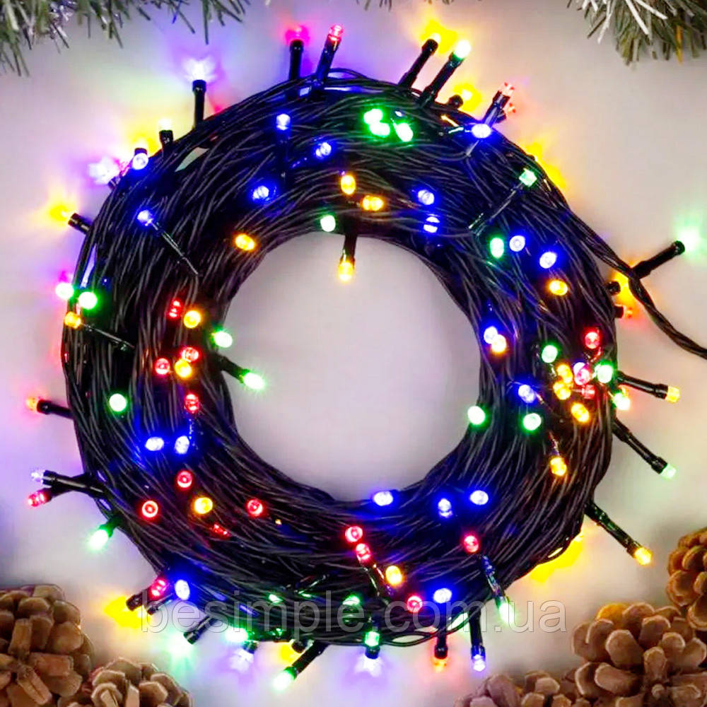 Світлодіодна гірлянда M-2 MULTI, від мережі, 10м, 100LED, Різнокольорове / Вулична гірлянда, фото 1