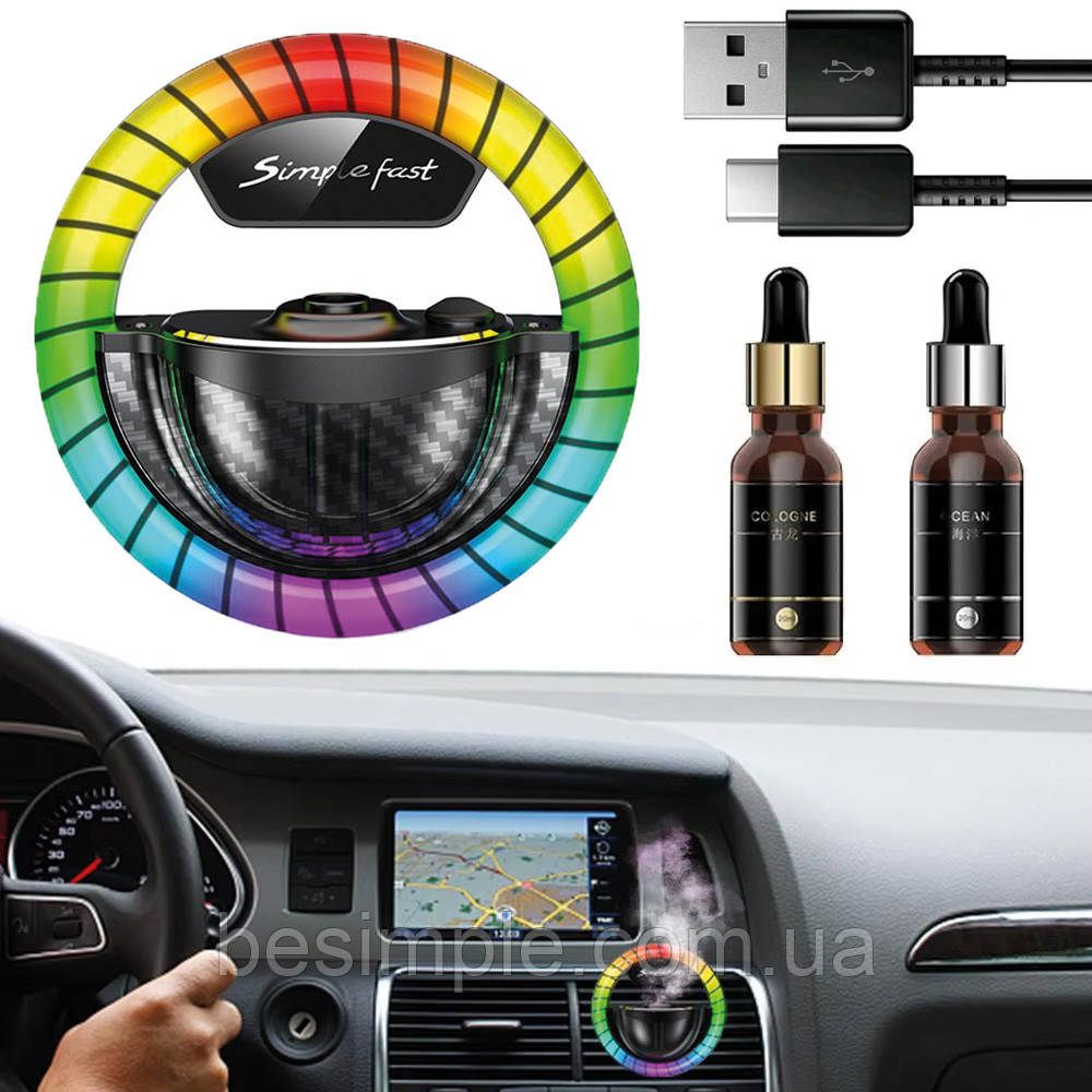 Автомобільний набір для ароматерапії від USB, RGB, N11H / Ароматизатор в машину / Дифузор автомобільний