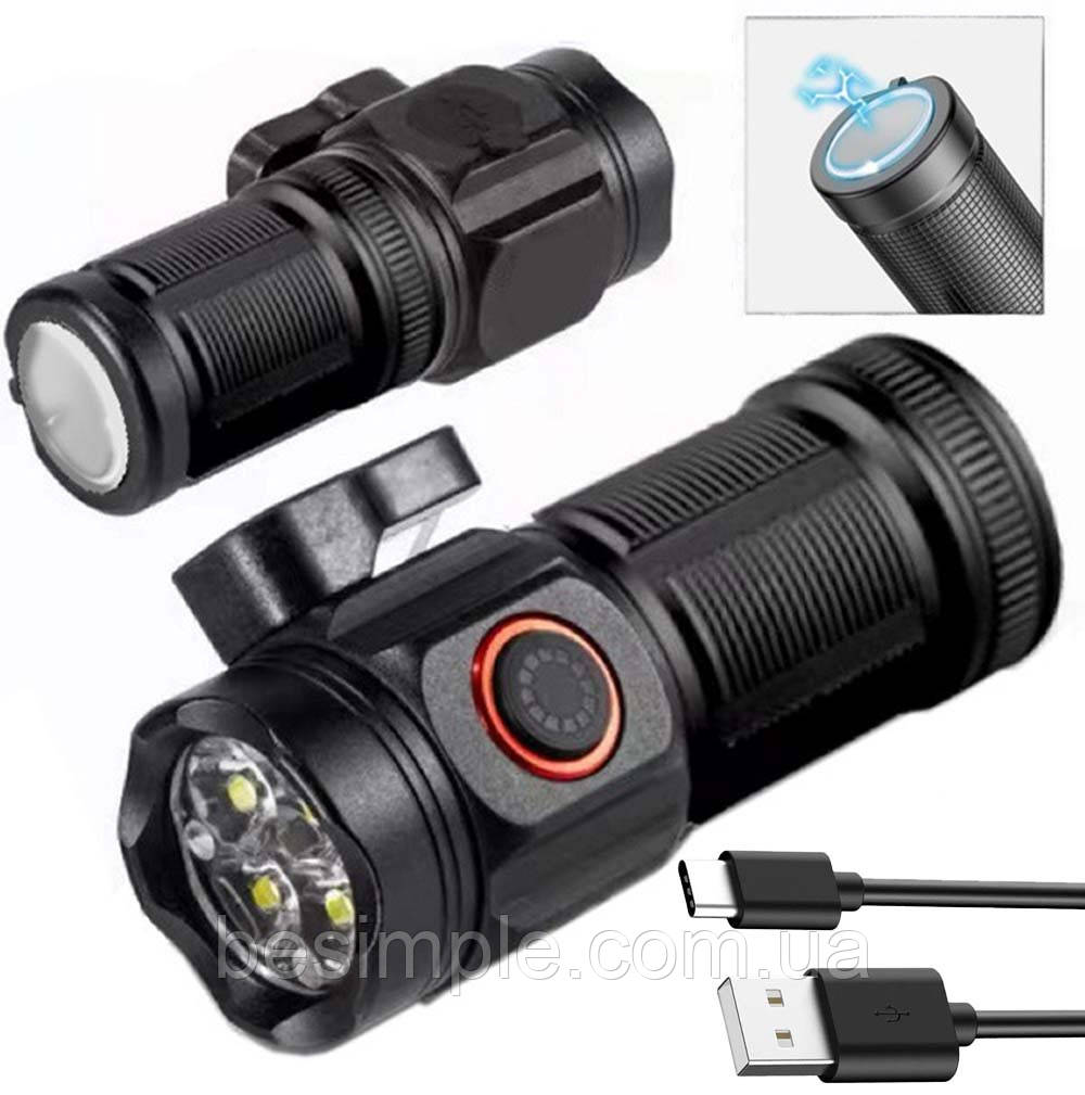 Ручний ліхтар, магніт, стропоріз, 1x18500, W5183-4XHP360 / Акумуляторний ліхтарик / Тактичний ліхтар, фото 1