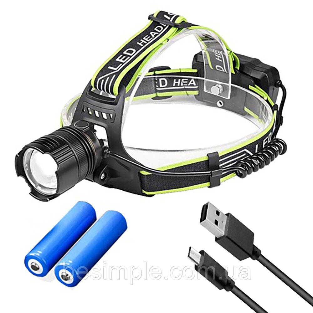 Ліхтар налобний, Zoom, 2x18650, A16 WHITE LASER LED PM10-TG / Акумуляторний ліхтарик на лоб / Ліхтар на голову, фото 1