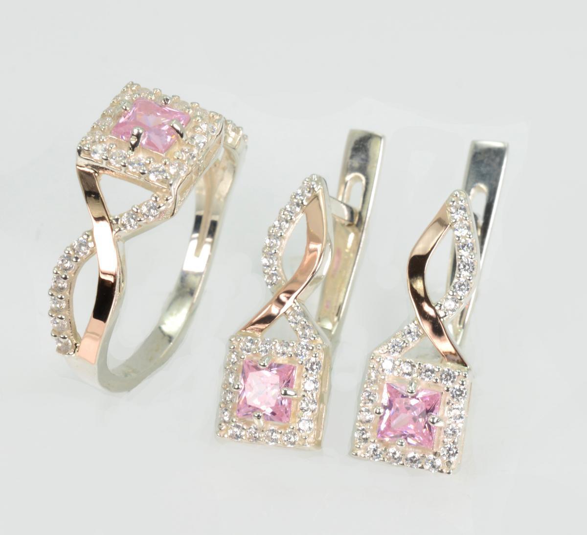 Срібний набір з золотими пластинами, фото 1