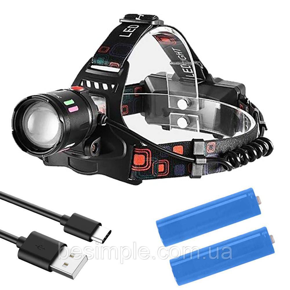 Ліхтар налобний, zoom, 2x18650, SY-8086-PM10-TG / Світлодіодний ліхтарик на голову / Налобний ліхтар, фото 1