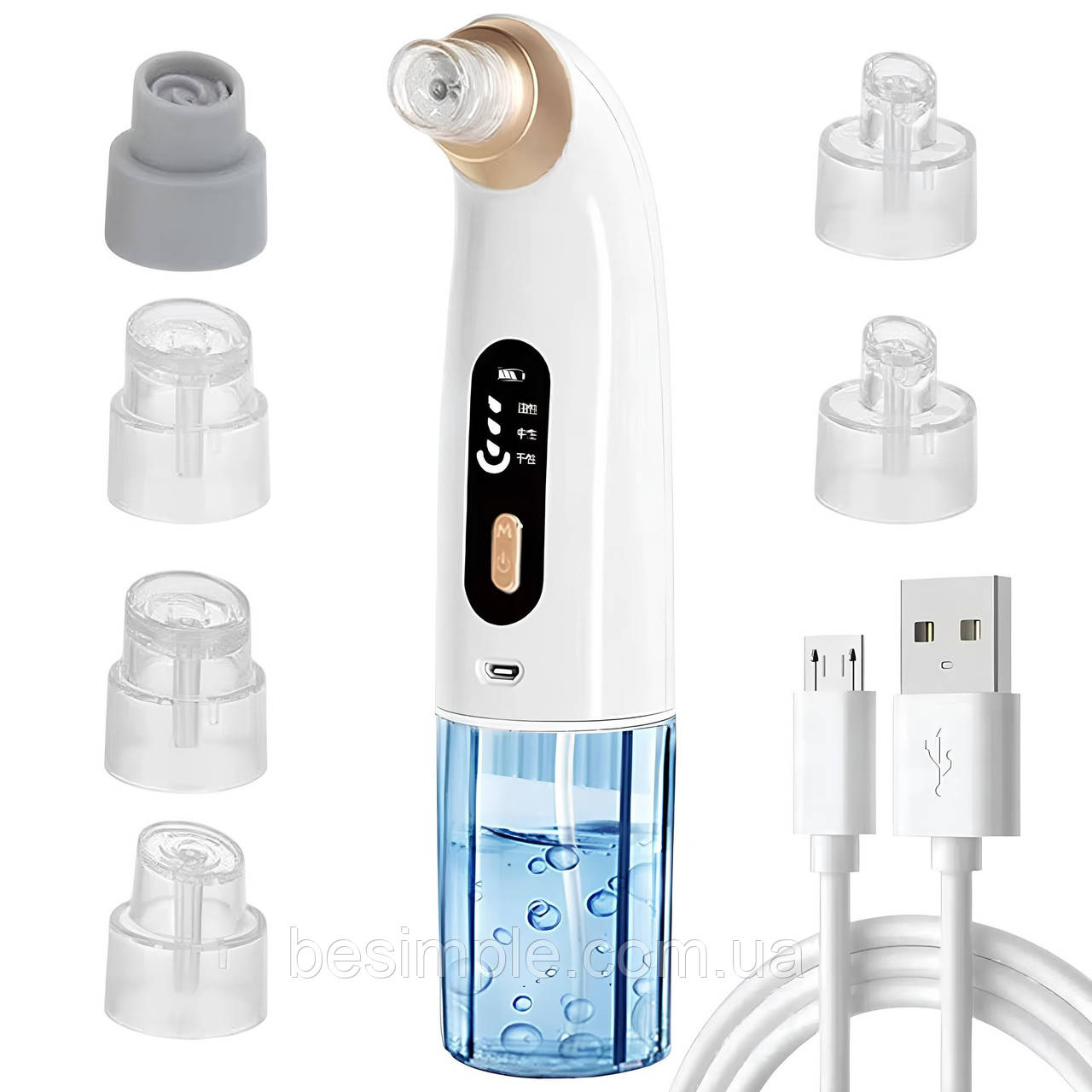 Вакуумний апарат для очищення обличчя, + 6 насадок, USB, XL-1111 / Очищувач пор обличчя / Очищувач чорних крапок, фото 1