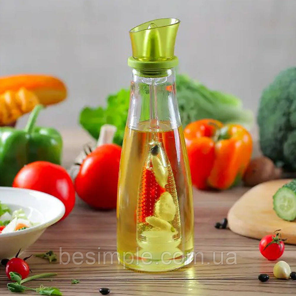 Скляний дозатор олії 500 мл, Simple Glass Oil Bottle / Диспенсер для олії та оцту / Пляшечка для олії, фото 1