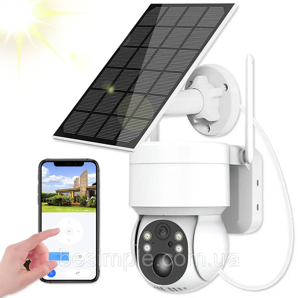 Вулична WIFI камера відеоспостереження 6Мп із сонячною панеллю, TQ1 / Вайфай камера / PTZ камера спостереження, фото 1