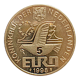 Нідерланди 5 євро, 1998 400-річчя від народження Мартена Харперца Тромпа, фото 2
