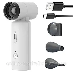 Смарт-фен на акумуляторі від USB, 4500мАч, 55Вт, Білий / Бездротовий турбовентилятор / Фен акумуляторний