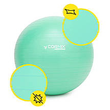 М'яч для фітнесу (фітбол) Cornix 55 см Anti-Burst XR-0360 Mint, фото 4