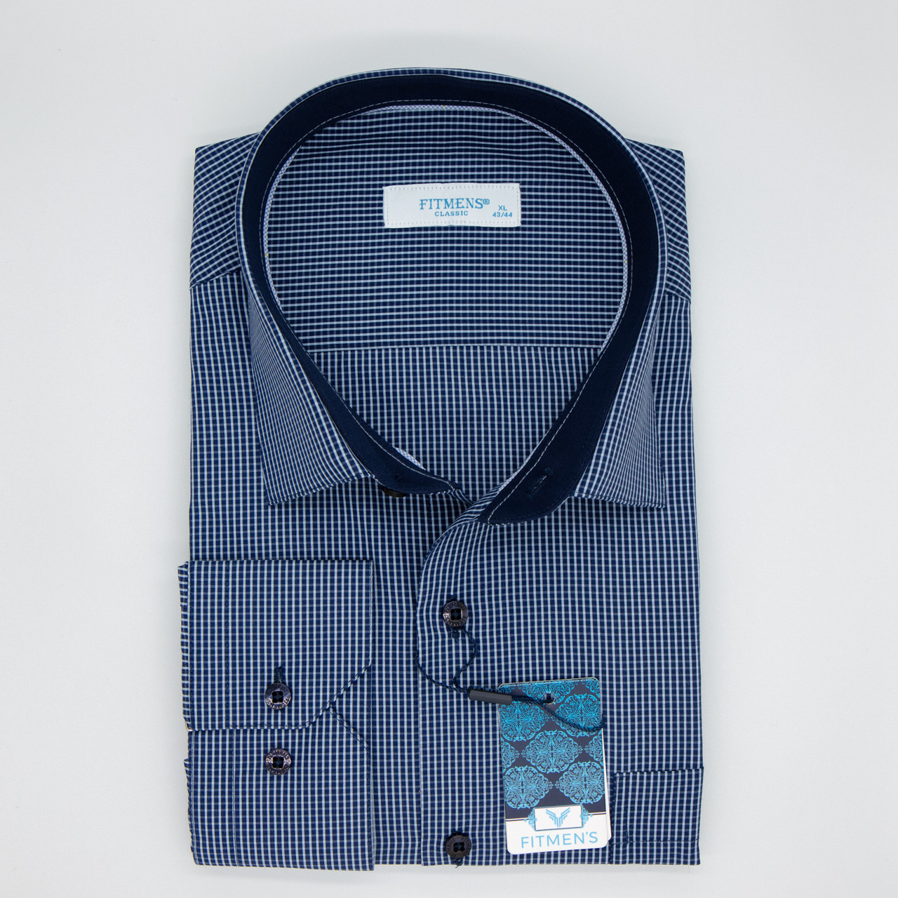 Сорочка чоловіча, прямого покрою, з довгим рукавом, FITMENS FS-003470 Acik Mavi 90% бавовна 10% поліестер L(Р)