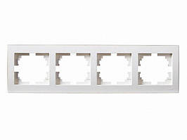 Рамка для розеток універсальний варіант Лезард / вимикачів 4-а горизонтальна LEZARD Rain білий