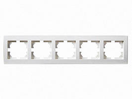 Рамка для розеток стандарт якості Лезард / вимикачів 5-а горизонтальна LEZARD Rain білий