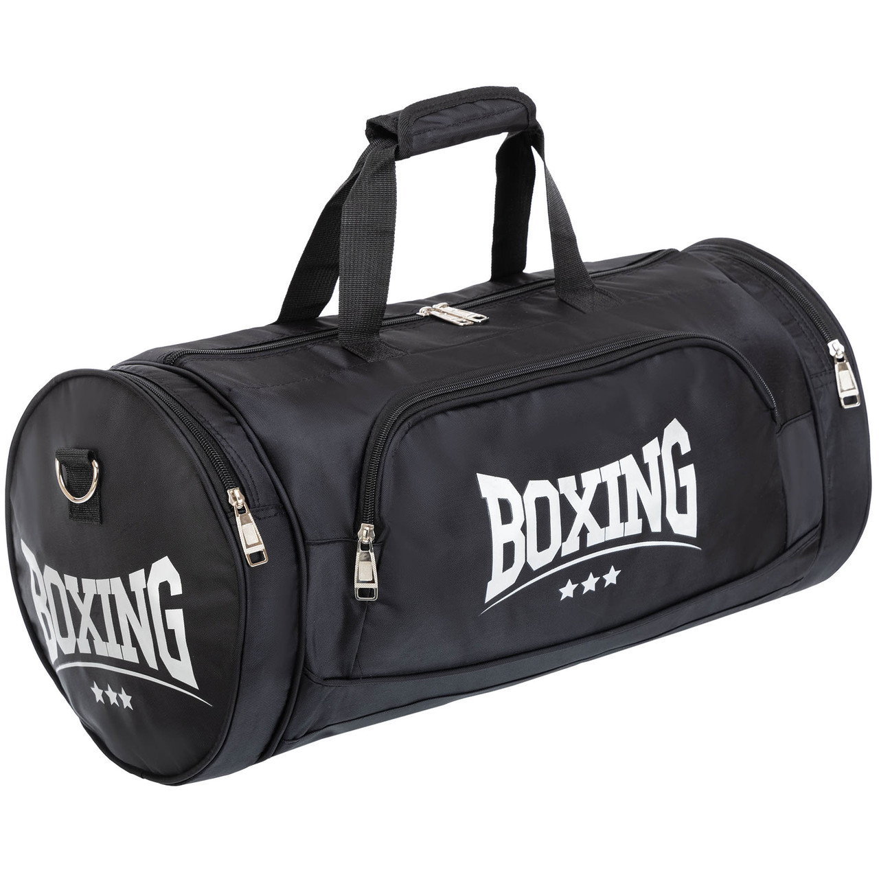 Сумка спортивна Бочонок BOXING GA-9786 Чорний . БРАК. НА ОДНІЙ З БОКОВИХ КИШЕНЬ НЕМАЄ БІГУНКА !!!!!!