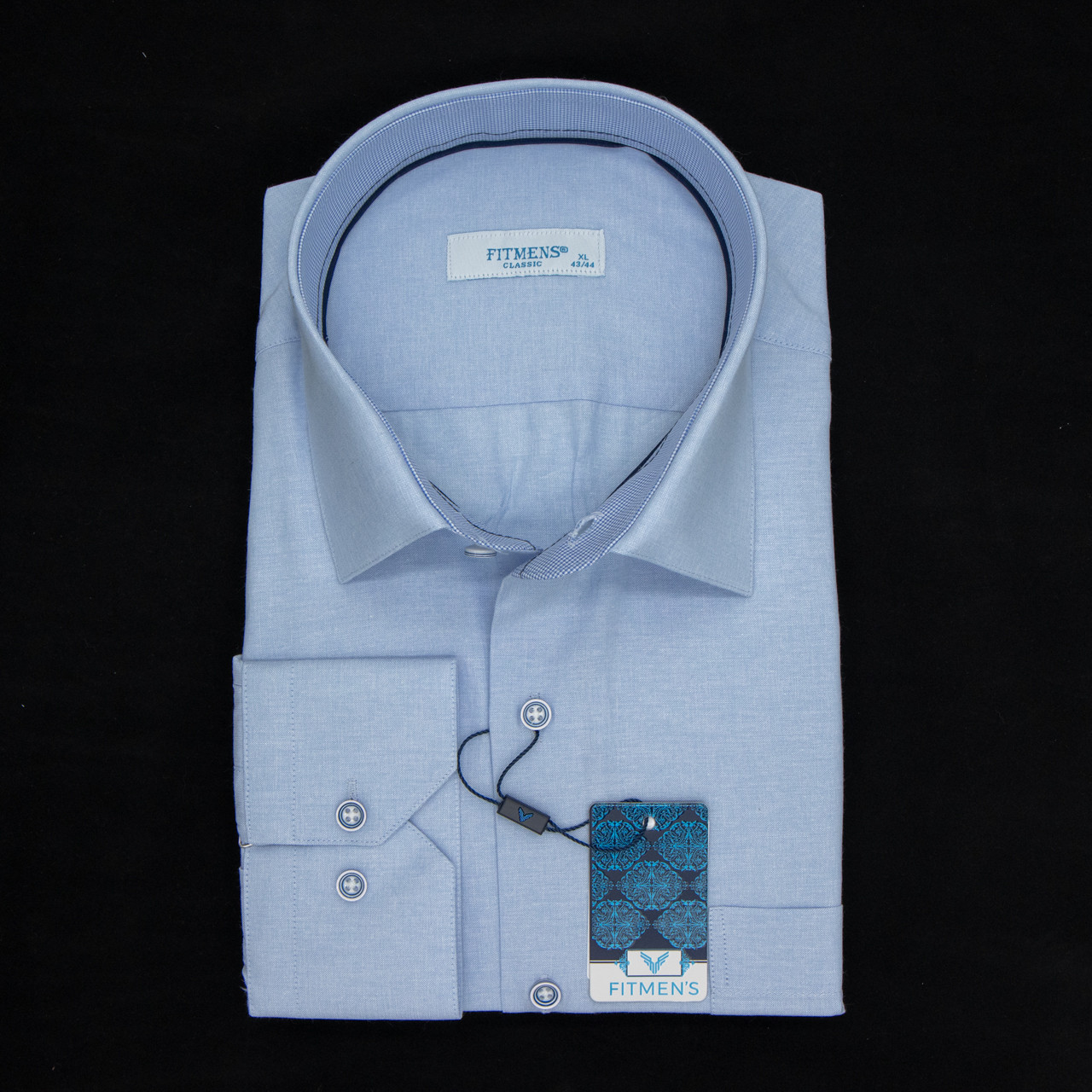 Сорочка чоловіча, прямого покрою, з довгим рукавом, FITMENS FS-003406 Acik Mavi 90% бавовна 10% поліестер M(Р)