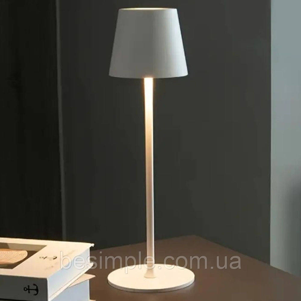 Світлодіодна настільна лампа з сенсорним управлінням, 38см, 3 режими, USB, HA-134, Біла / Акумуляторна лампа, фото 1