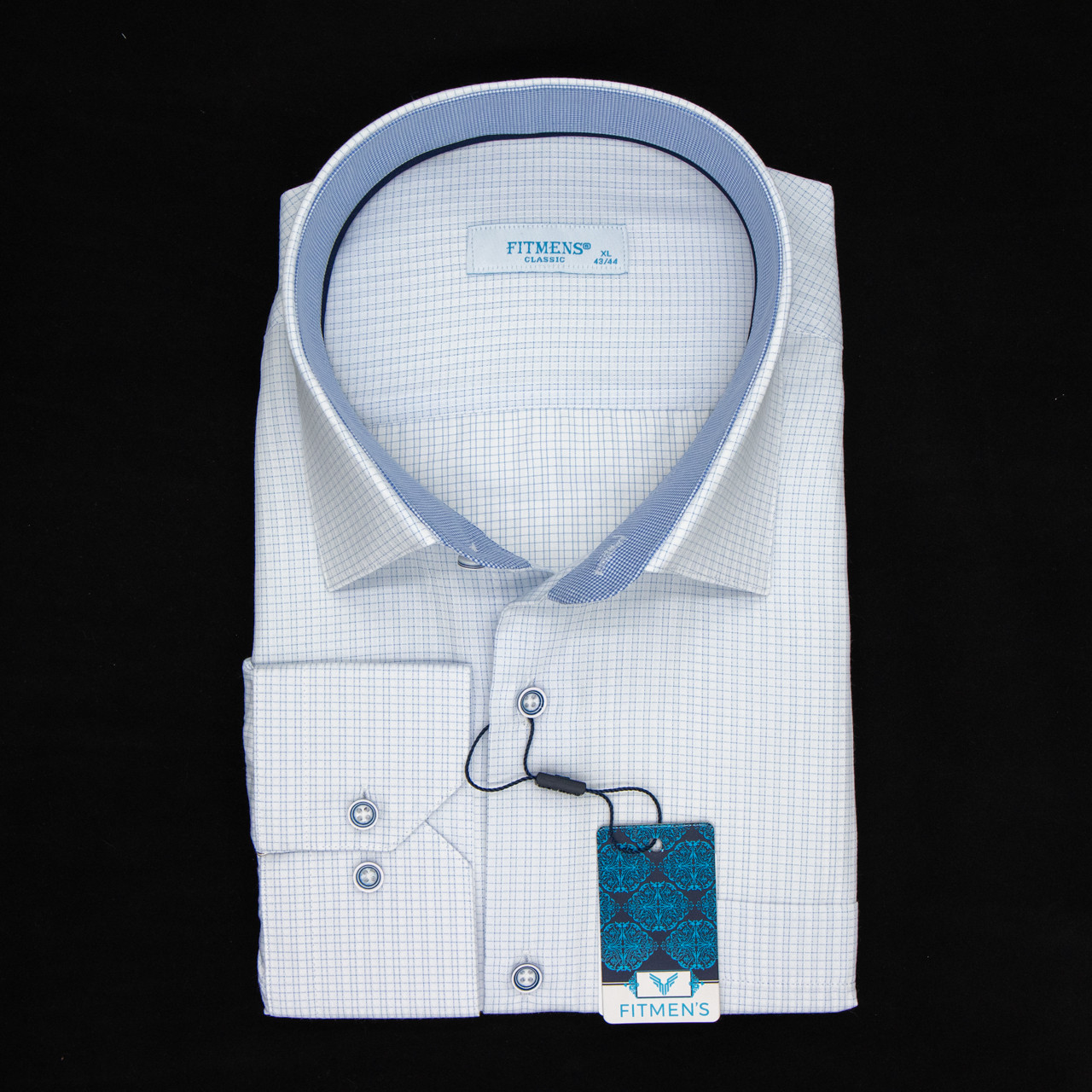 Сорочка чоловіча, прямого покрою, з довгим рукавом, FITMENS FS-003833 Acik Mavi 90% бавовна 10% поліестер L(Р)