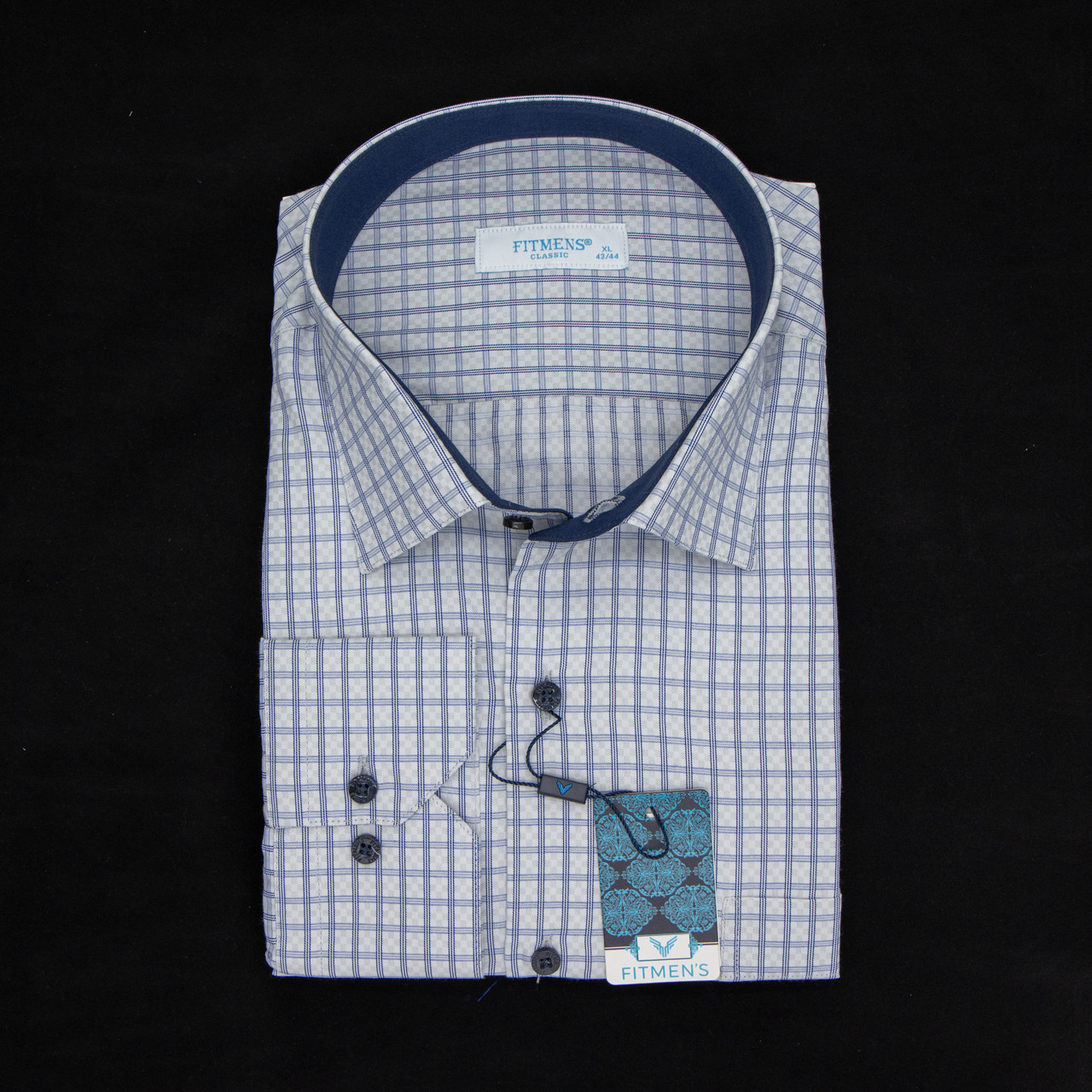 Сорочка чоловіча, прямого покрою, з довгим рукавом, FITMENS FS-003324 GRI 90% бавовна 10% поліестер L(Р)