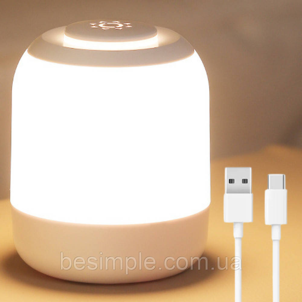 Настільний світильник сенсорний, від USB, Білий / Лампа нічник / Нічник дитячий, фото 1