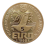 Нідерланди 5 євро, 1998 400-річчя від народження Мартена Харперца Тромпа, фото 2