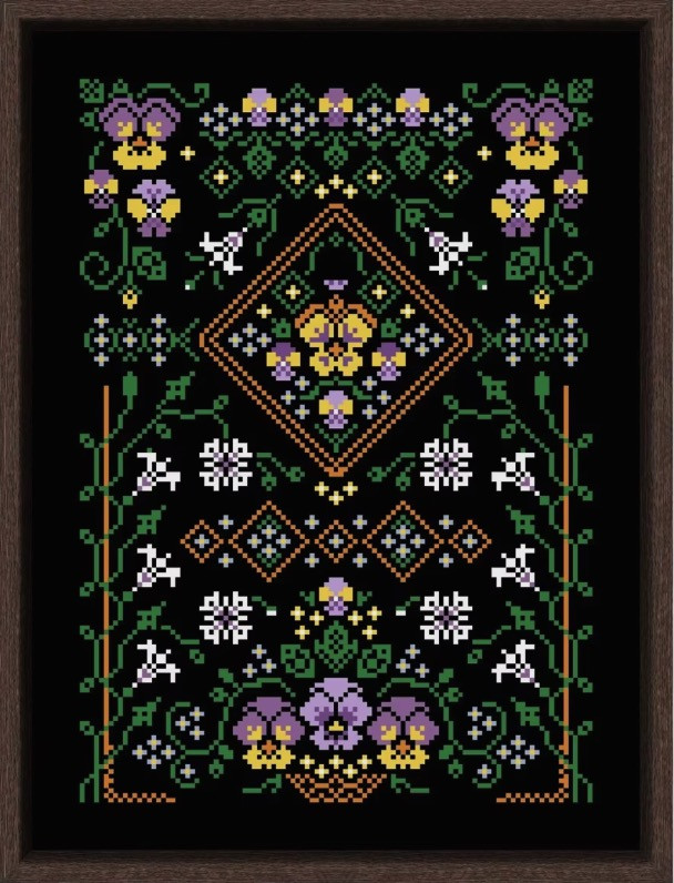 Набір для вишивання БЕЗ нанесеної на канву схеми "Pansy". AIDA 14CT printed, 26*34 см, фото 1