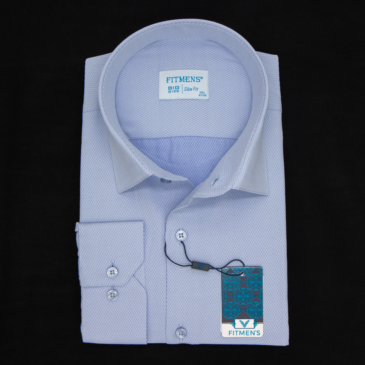 Сорочка чоловіча, приталена (Slim Fit), з довгим рукавом, FITMENS FS-003209 MAVI 90% бавовна 10% поліестер