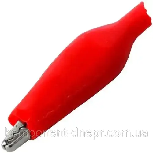 Затискач "крокодил" довжина 34 мм, червоний, фото 1