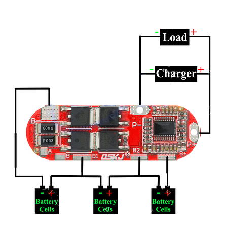 Плата захисту для 3 акумуляторів LI-ION, 25 А/12,6V, фото 2