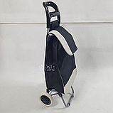 Господарська сумка візок 94см з колесами, металева кравчучка з сумкою на коліщатках Чорна TK-2-Black, фото 3