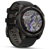 Garmin Fenix 8 Solar cмарт-часы Amoled 47 мм Sapphire Carbon Grey titanium Black/Gray Sil Band 010-02906-11, фото 3