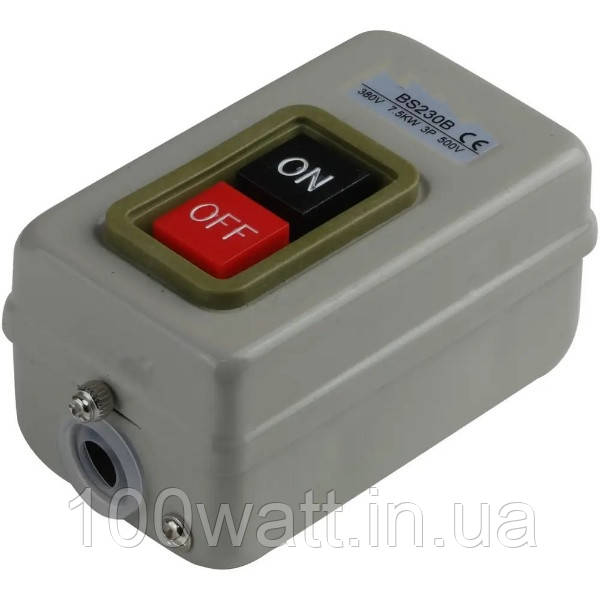 Пост кнопковий BS230B 16A в корпусі метал пуск-стоп 3P 500B фіксацією 4116, фото 1