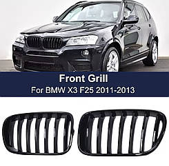 Одинарні решітки Bmw x3 f25 10-13 дорестайл Ніздрі bmw f25 решітки бмв ф25 решітки бмв ікс 3 tuning