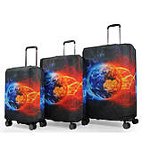 Чохол для валізи Польща великий L тканина (дайвінг) планета/Fly 181-28, фото 6