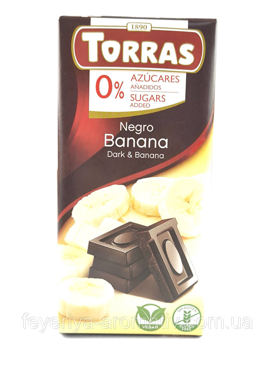 Шоколад чорний з бананом без цукру Torras Dark&Banana 75г (Іспанія), фото 1
