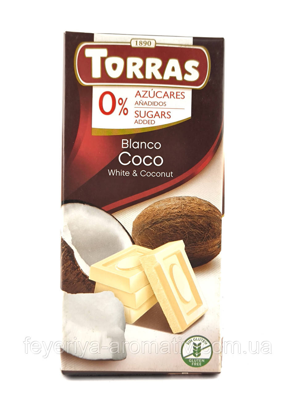 Шоколад білий з кокосом без цукру Torras White&Coconut 75г (Іспанія), фото 1
