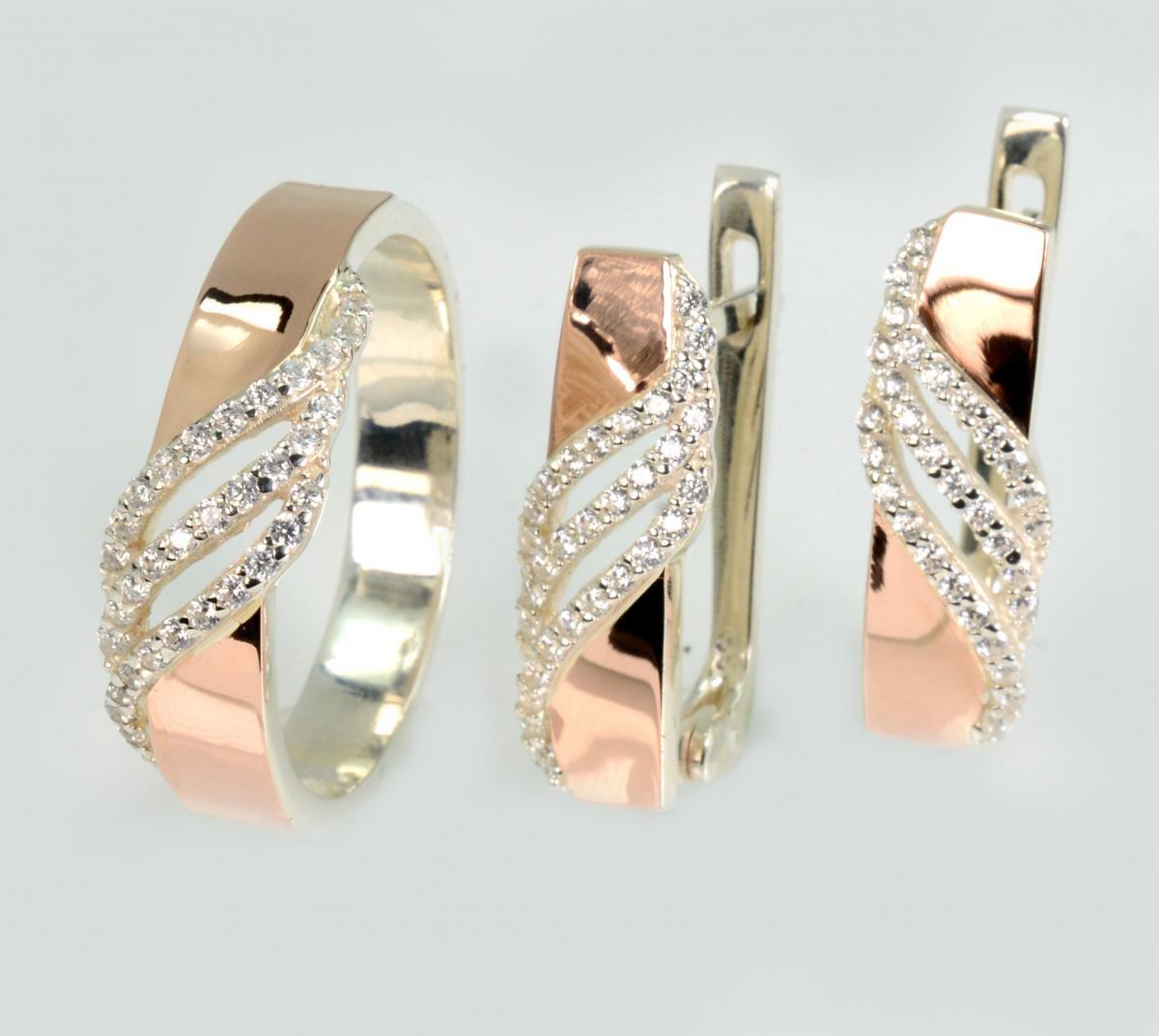 Срібний набір з золотими пластинами, фото 1