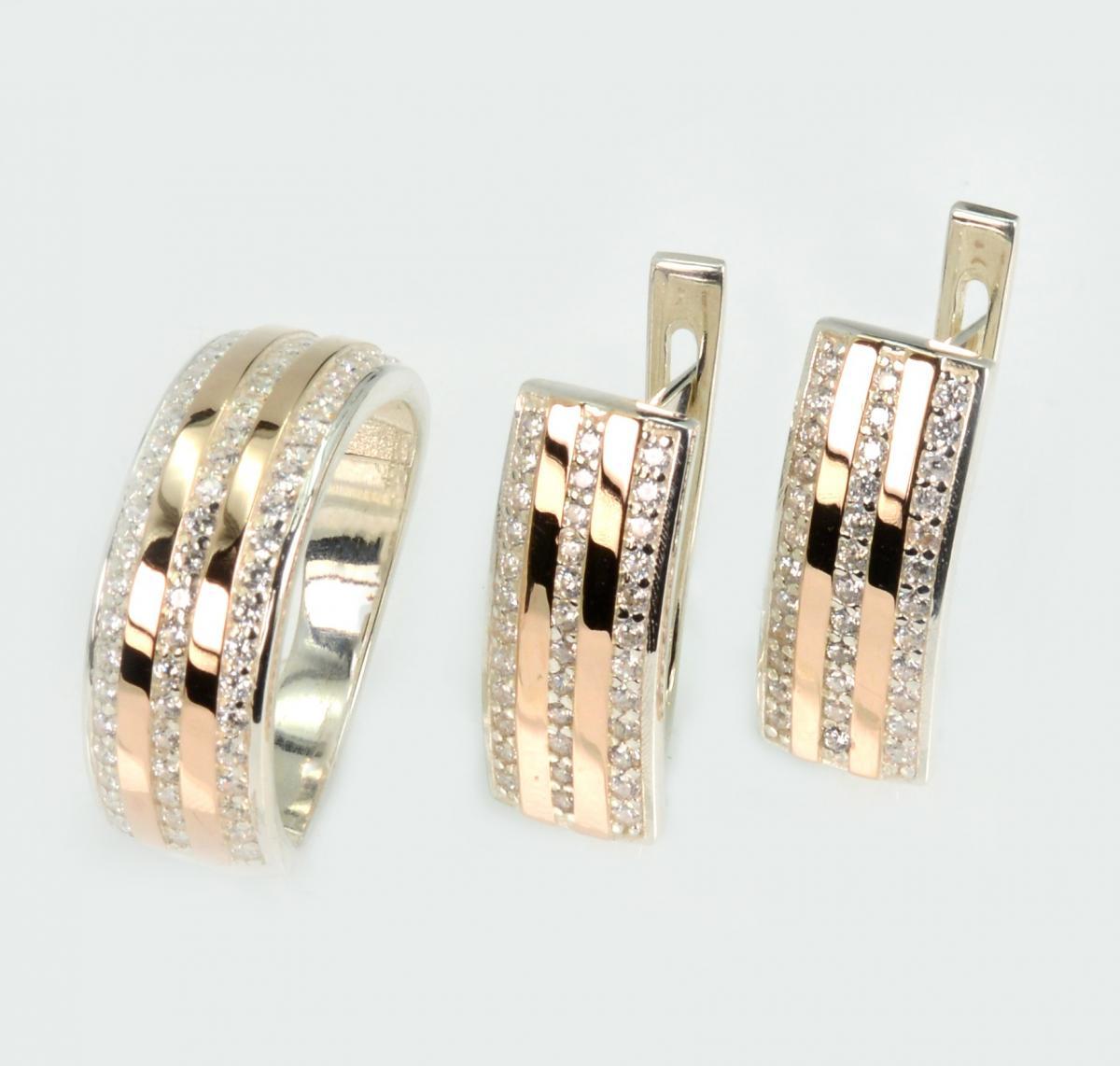 Срібний набір з золотими пластинами, фото 1