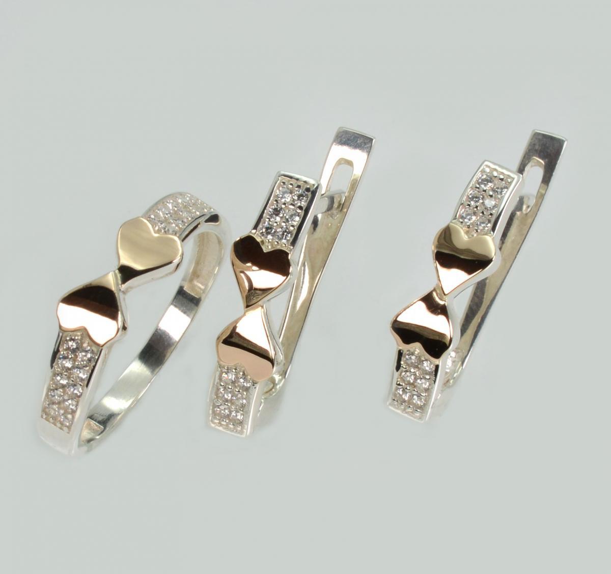 Срібний набір з золотими пластинами, фото 1