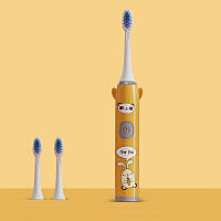 Детская электрическая зубная щетка на батарейке Smart Kids (3 насадки) Желтая 02707