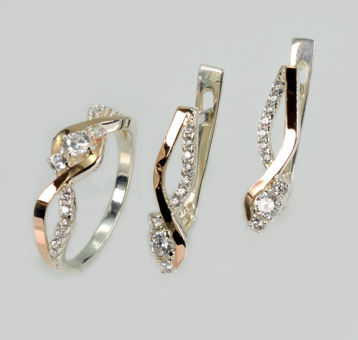 Срібний набір з золотими пластинами, фото 1