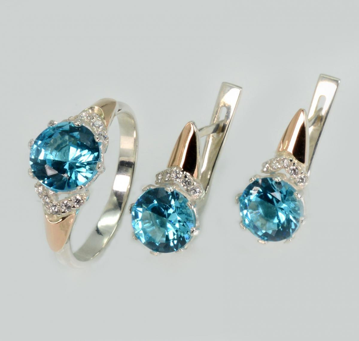 Срібний набір з золотими пластинами, фото 1