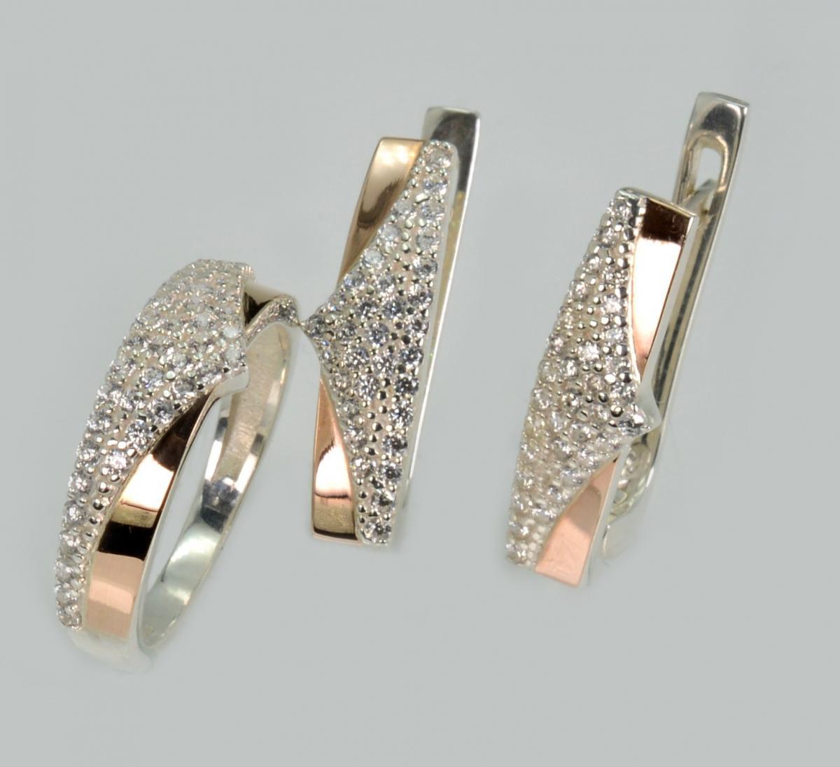 Срібний набір з золотими пластинами, фото 1