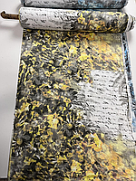 Кулір фламлі Квітковий напис Жовто-графітовий, купон 85 см