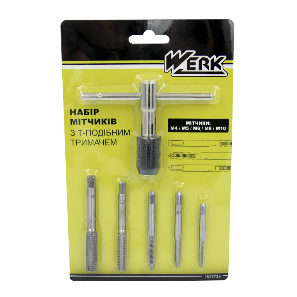 Набір мітчків  з Т- подібним тримачем 6 од. WERK, фото 1